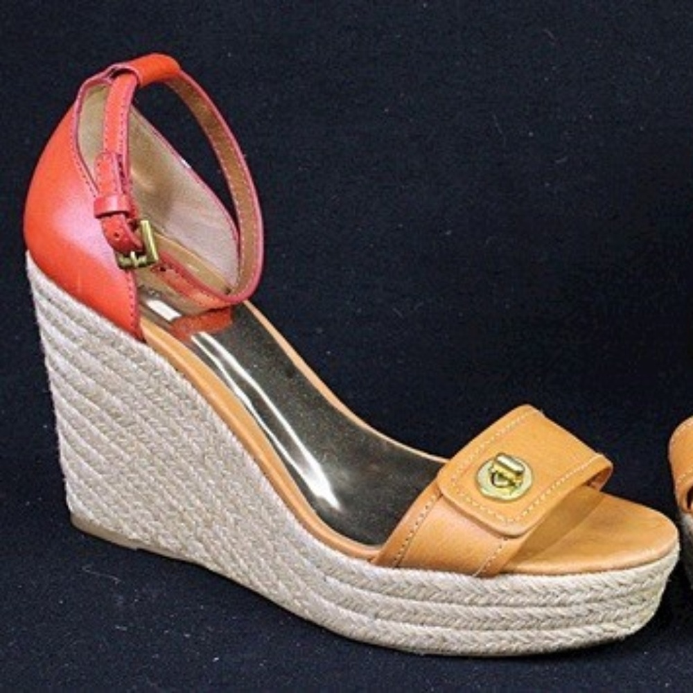 Coach  Leather Espadrille Wedge 9B